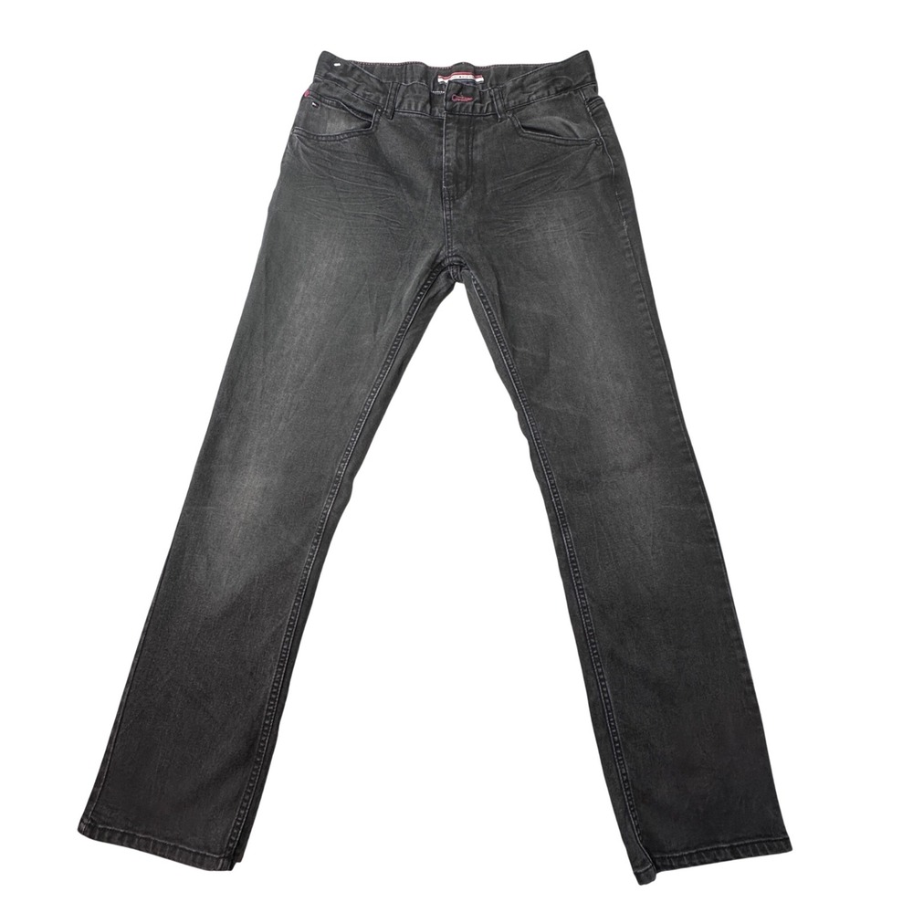 Tommy Hilfiger Jeans Boys 18 Black Straight Leg Adjustable Waist Stretch Denim